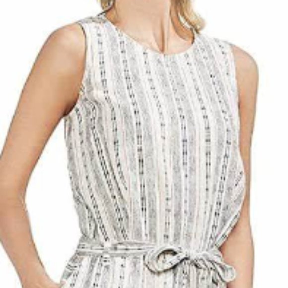 Vince Camuto Women's Ticking Stripe Belted Jumpsuit Blue Size Small